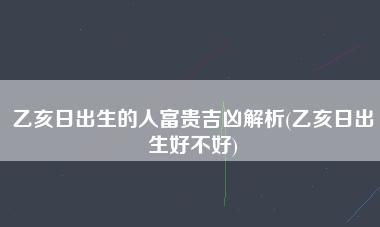 十个乙亥日人的命运,乙亥日出生人的命运图4