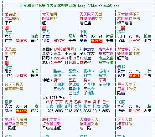 紫微斗数格局免费查询