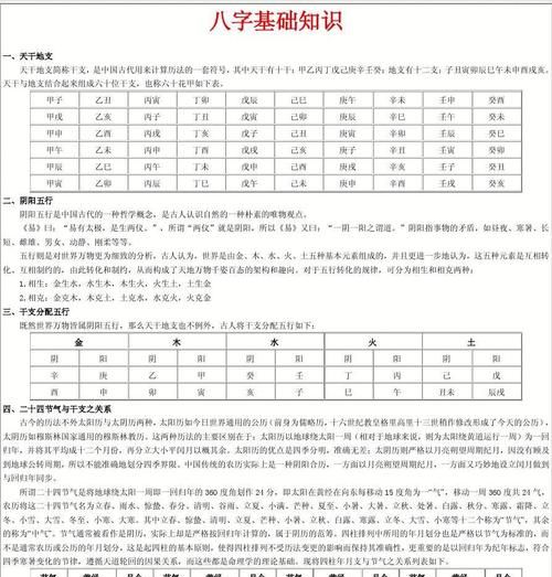 四柱八字基础知识图解 入门